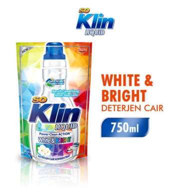 Promo Harga So Klin Liquid Detergent Power Clean Action White & Bright 750 ml - Blibli