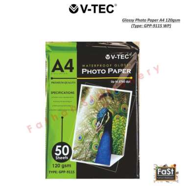 KERTAS FOTO /GLOSSY PHOTO PAPER V-TEC A4 120gsm