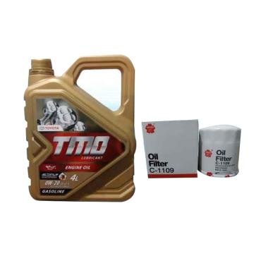 Paket Bundling Oli Mobil TOYOTA MOTOR OIL TMO 0W-20 API SN 4 Liter & Filter Oli TOYOTA YARIS & SIENT