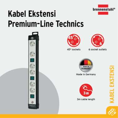 Brennenstuhl 1951560600 Premium-Line Technic 6-Soket Stop Kontak