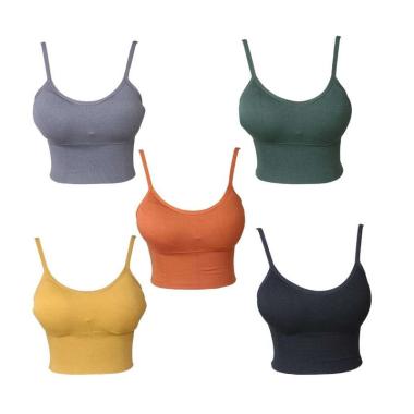 Aily ZR25 Crop Top Bra Tanktop Knit Wanita Semua Ukuran Coklat