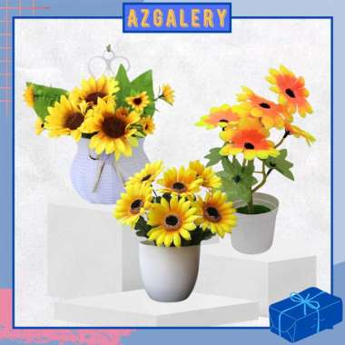 Az Bunga Hias Matahari Plastik Tanaman Artificial Dekorasi Sunflower warna Bunga Matahari