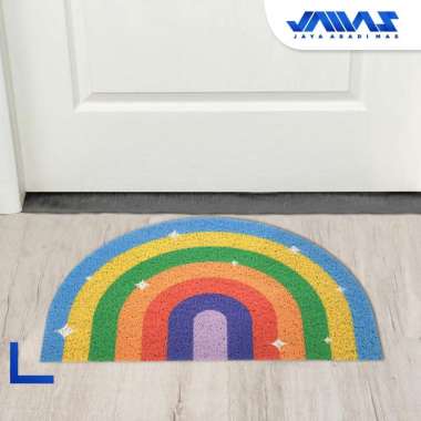 Keset PVC Coil Mat WH - Alas Kaki Karet - Motif Karakter Lucu Anti Slip RAINBOW