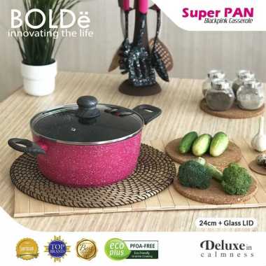 Bolde Super Pan Casserole Pot Lid Glass [24 cm] black pink