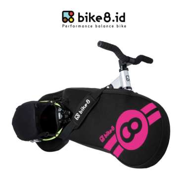 BIKE8 Carrier Cover Bag Balance Bike / Push Bike - Tas Sepeda - BLACK PINK