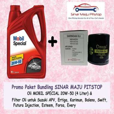 Paket Bundling Oli MOBIL SPECIAL 20W-50 Original Singapore 4 Liter & Filter Oli SUZUKI APV & SUZUKI 