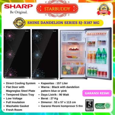 KULKAS SHARP SJ-X187MG, SJ187, 187MG1 PINTU NEW SHINE SERIES