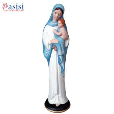 Patung Maria Bunda dan Bayi Yesus 20 cm Biru Putih