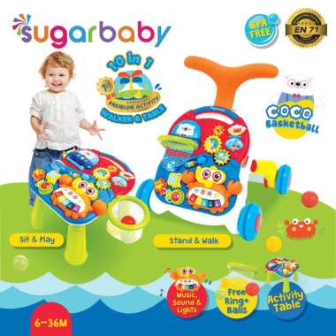 Sugar Baby 10in1 Premium Activity Walker & Table - Coco Basketball Merah Biru