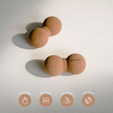 HAPPYFIT Cork Peanut Massage Ball - Double Ball Massage Therapy Roller