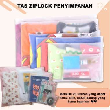 Plastik Pouch Tas Pakaian Kosmetik Make up Transparan Zipper Bag Ziper ukuran 32 x 24