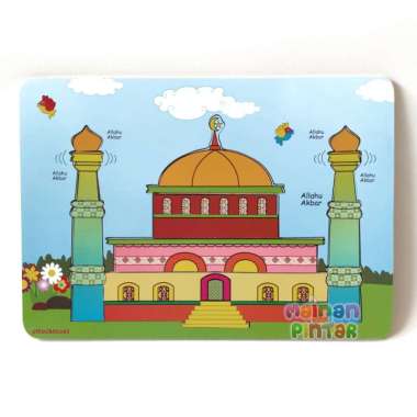 Mainan Kayu Pintar Puzzle Kayu Gambar Masjid Kualitas SNI
