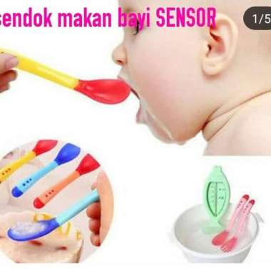 Sendok makan bayi baby sensor panas peralatan makan bayi silikon heat
