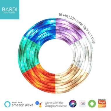 BARDI Lampu LED Strip RGBWW Wifi 2m Control by app google alexa