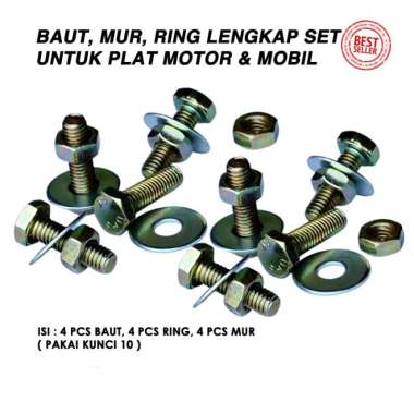 Baut Plat Nomor / Baud Ring Mur Tatakan Dudukan Plat SET