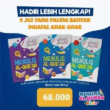 Menulis Alquran For Kids, 3 Buku 9 Juz Bonus Buku Menulis Hijaiyah