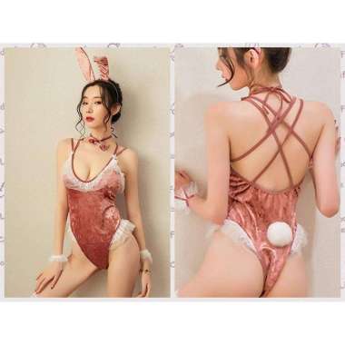 Baju sexy kelinci Lucu cosplay Seragam Jumpsuit Selangkangan Open maus FREE Pink/A