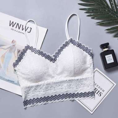 Pakaian Dalam bra gadis remaja Renda tanpa kawat BH Wanita Lace mause All Size Putih