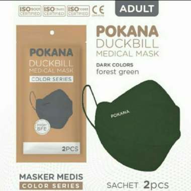 Pokana Duckbill Masker Medis 4 Ply not Sensi Softies Mouson KN95 KF94 Forest Green