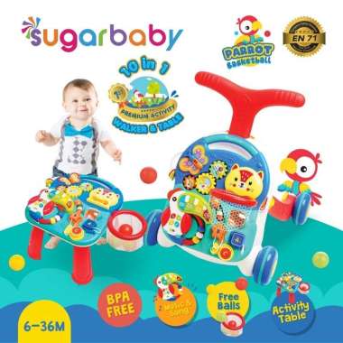 Sugar Baby 10in1 Activity Walker & Table Parrot Basketball Activity Walker Blue