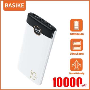 Free Ongkir Basike Power Bank 20000 Mah 10000 Mah Powerbank Dual Usb Murah Mini PT122 putih