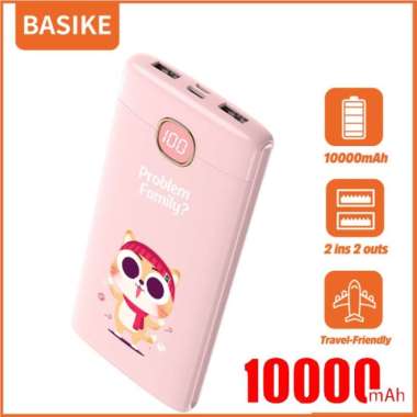 Free Ongkir Basike Power Bank 20000 Mah 10000 Mah Powerbank Dual Usb Murah Mini pink cat