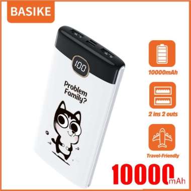 Free Ongkir Basike Power Bank 20000 Mah 10000 Mah Powerbank Dual Usb Murah Mini white dog
