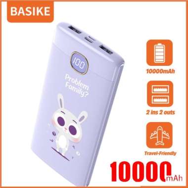 Free Ongkir Basike Power Bank 20000 Mah 10000 Mah Powerbank Dual Usb Murah Mini Purple rabbit