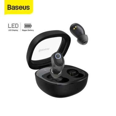BASEUS WM02 PLUS TWS HEADSET BLUETOOTH EARPHONE MINI EARBUDS HANDSFREE Hitam