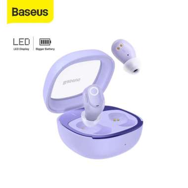 BASEUS WM02 PLUS TWS HEADSET BLUETOOTH EARPHONE MINI EARBUDS HANDSFREE Ungu