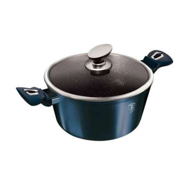 BERLINGER HAUS PANCI BERTUTUP CASSEROLE WITH LID 24 CM AQUAMARINE hitam