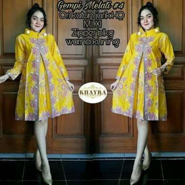 Batik Furry - Baju Atasan Batik Tunik Wanita Modern Terbaru Seragam Kantor Model Floy - Sakura Warna
