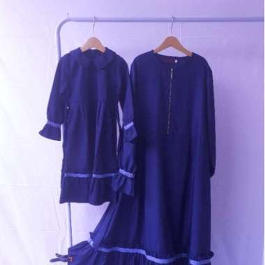 Gamis PREMIUM NAFILAH Couple Ibu & Anak Katun TOYOBO FODU Original THOYYIBAH XXL NAVY (DEWASA)
