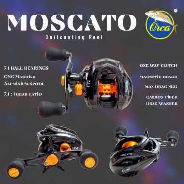 REEL BC BAITCASTING ORCA MOSCATO 7+1BB HANDLE KIRI - Merah GOLD