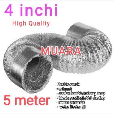 Flexible ducting 4 in(5 mtr)pipa exhaust /flexible mesin pengering