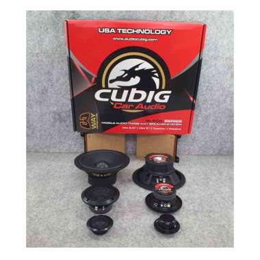 Cubig Black Series Speaker Mobil 3-Way Components Split Speaker Ukuran 6.5 inch Set Hitam