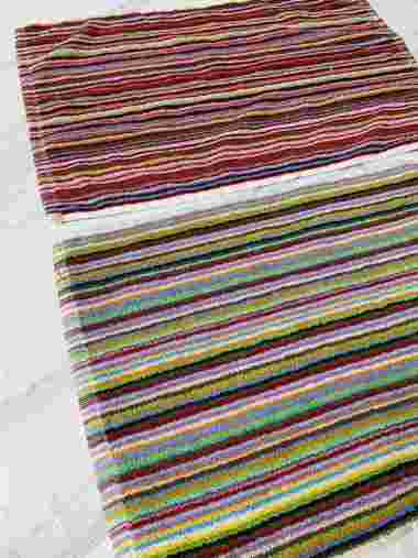 Keset Kaki Handuk Serap Air Corak Motif Salur Garis Pelangi Rainbow 40x60