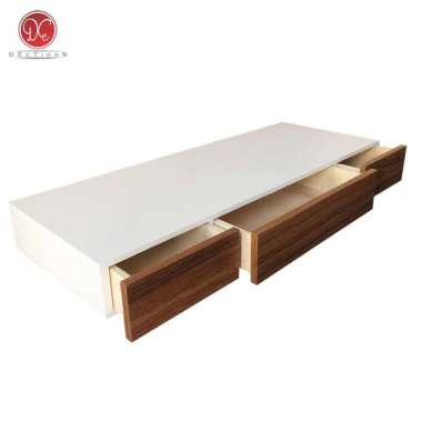 Ambalan Laci Gantung Rak Meja TV Laci 80x30x9 cm Minimalis Aesthetic Putih-Coklat