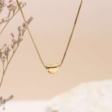 beaded heart necklace - premium stainless steel necklace with gold plated white gold