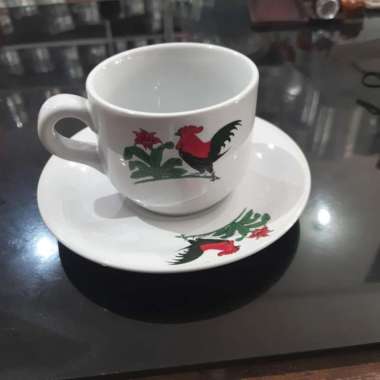 Cangkir Mug Keramik Plus Lepek Lambar Jago Lucky Fine Ceramic