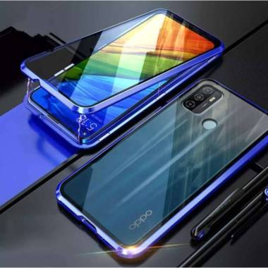 Case OPPO A53 2020 Magnetic Double Sided Depan Belakang Luxury Hardcase - BIRU Oppo A53 2020