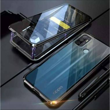 Case OPPO A53 2020 Magnetic Double Sided Depan Belakang Luxury Hardcase - HITAM Oppo A53 2020