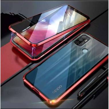 Case OPPO A53 2020 Magnetic Double Sided Depan Belakang Luxury Hardcase - MERAH Oppo A53 2020
