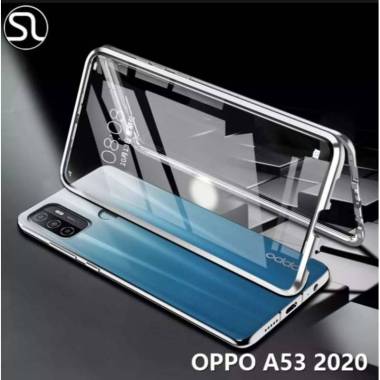 Case OPPO A53 2020 Magnetic Double Sided Depan Belakang Luxury Hardcase - SILVER Oppo A53 2020