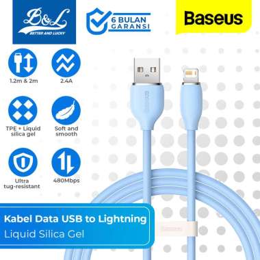 BASEUS Jelly Liquid Silica Gel Kabel USB to Lightning iPhone 2.4A 1.2m Biru