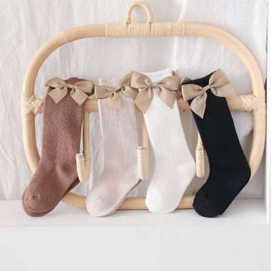 SK-P304 Kaos Kaki Panjang Anak Perempuan Model Pita Lucu Anti Slip / Kaus Kaki Bayi Korea Bahan Lemb