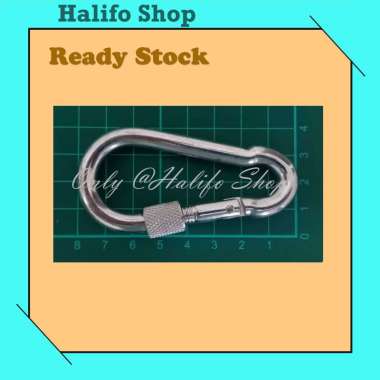 Carabiner Screw 8cm Stainless Steel - Snap Hook - Gantungan Kunci Besi Stainless stainless