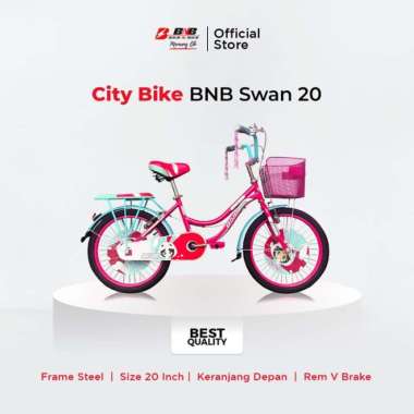 BNB Sepeda Anak Perempuan City Bike Mini Swan Size 20 Inch Purple