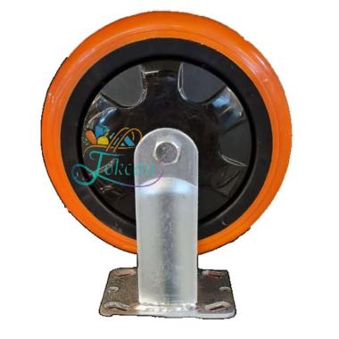 Roda Troly / Troli / Trolly PU Orange 8 Inch Heavy Duty Mati ( Fixed ) RHJ Indonesia