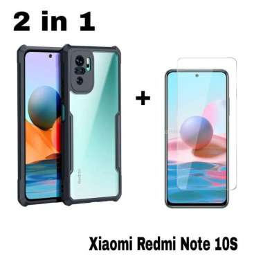 Promo Paket 2in1 Case Transparan Redmi Note 10 4G / Note 10s Free Tempered Glass Layar Redmi Note 10